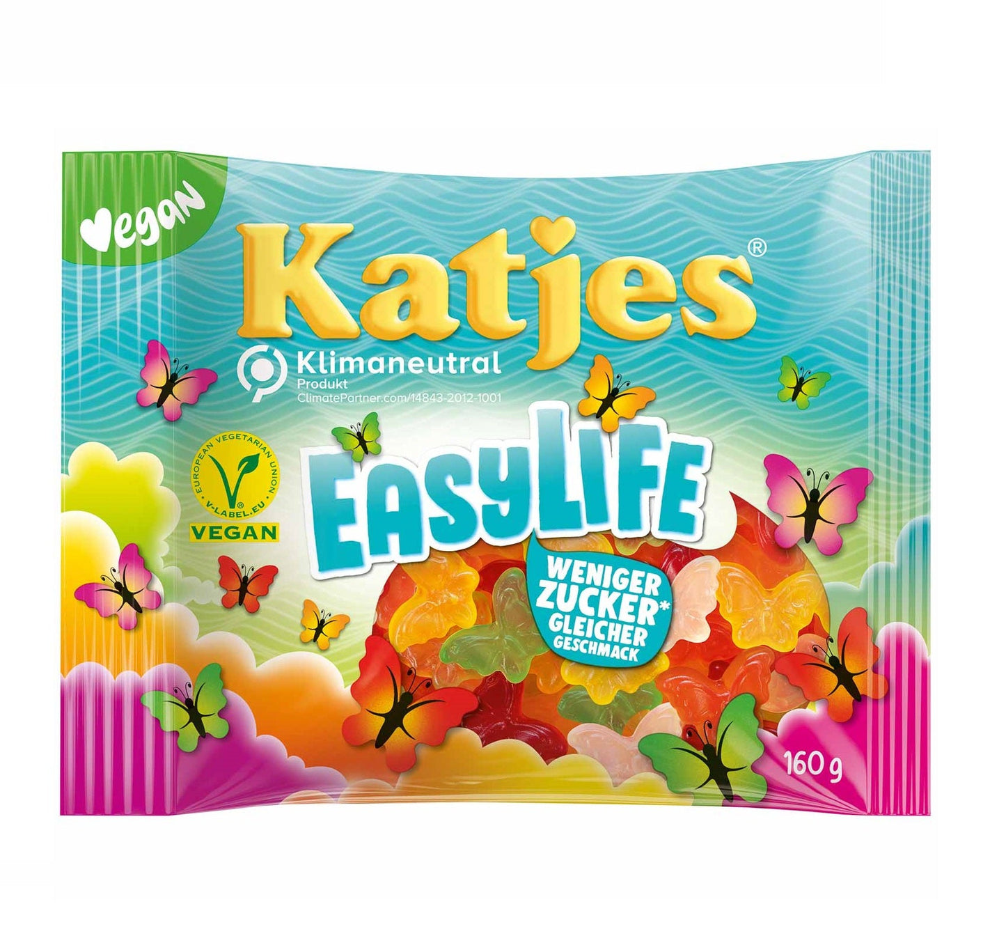 Katjes EasyLife 160g Fruchtgummi mit dem Geschmack von Pfirsich, Ananas, Apfel, Orange, Kirsche und Erdbeere - Candyshop.ch
