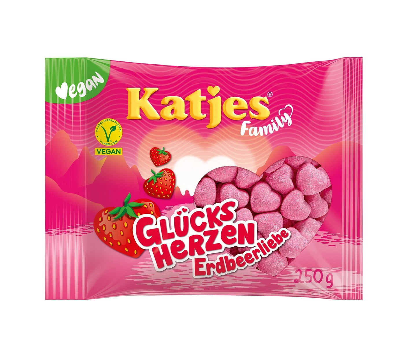 Katjes Family Glücksherzen Erdbeerliebe 250g - Candyshop.ch