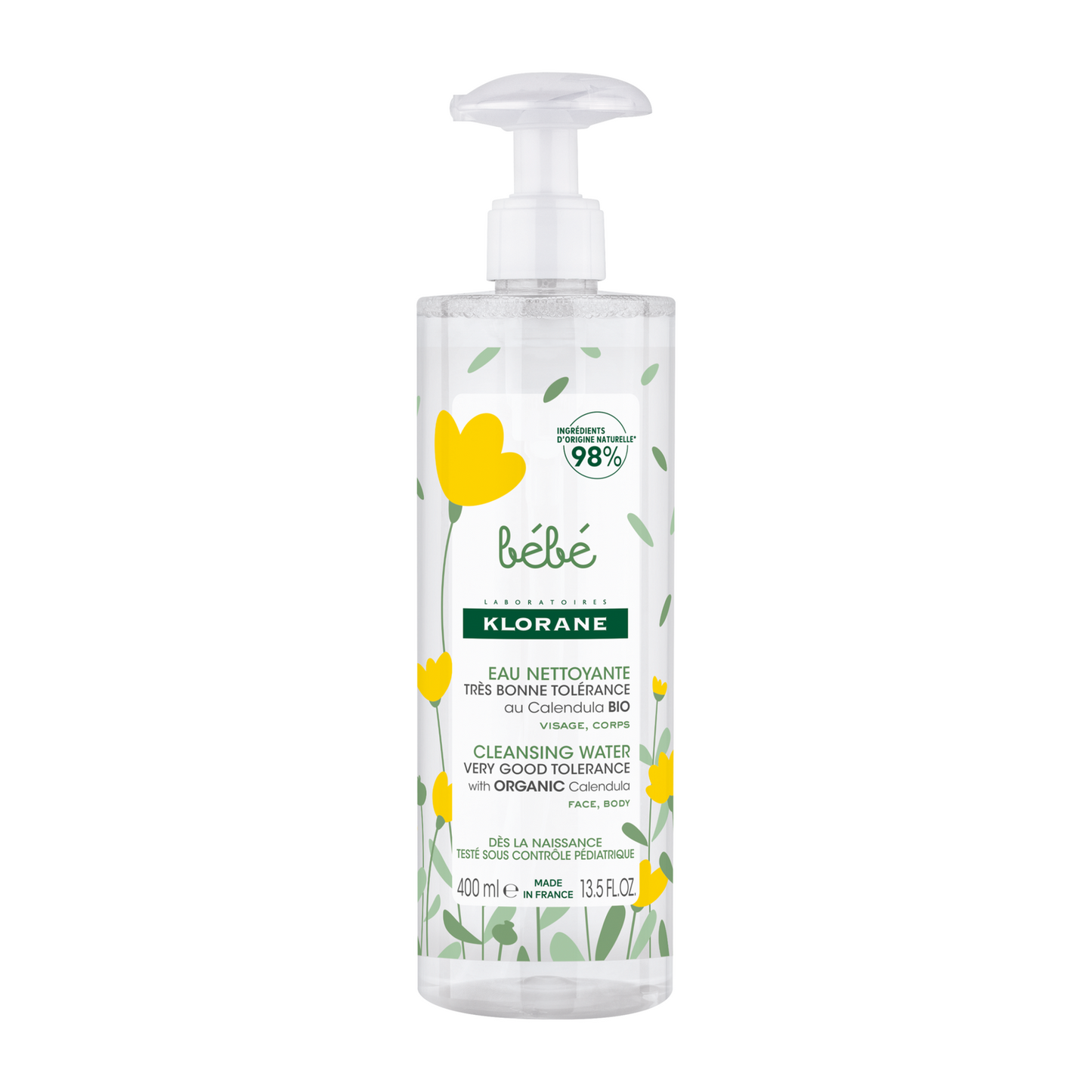 Klorane Klorane, Baby, Sanfte Reinigung, Reinigungswasser, Für Gesicht & Körper, 400 ml Regular