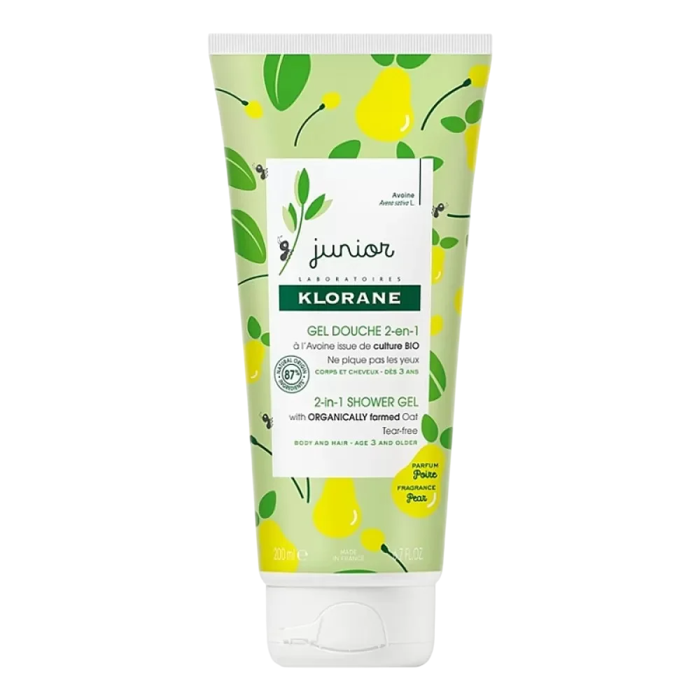 Klorane Klorane, Junior, Birne, Duschgel & Shampoo 2-in-1, Hafer, 200 ml Regular