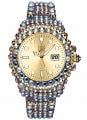 LIGHT TIME Mod. MEDITERRANEO - Full Strass / Gold L602O Date Armbanduhr 39 mm Gold ansicht-2