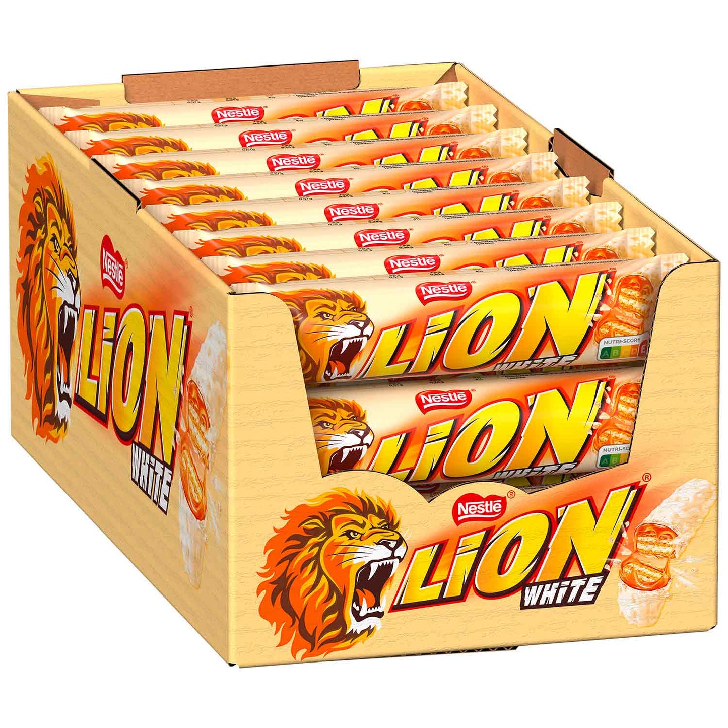 Lion White 24x42g 24 Riegel aus Knusperwaffeln mit Karamell - Candyshop.ch