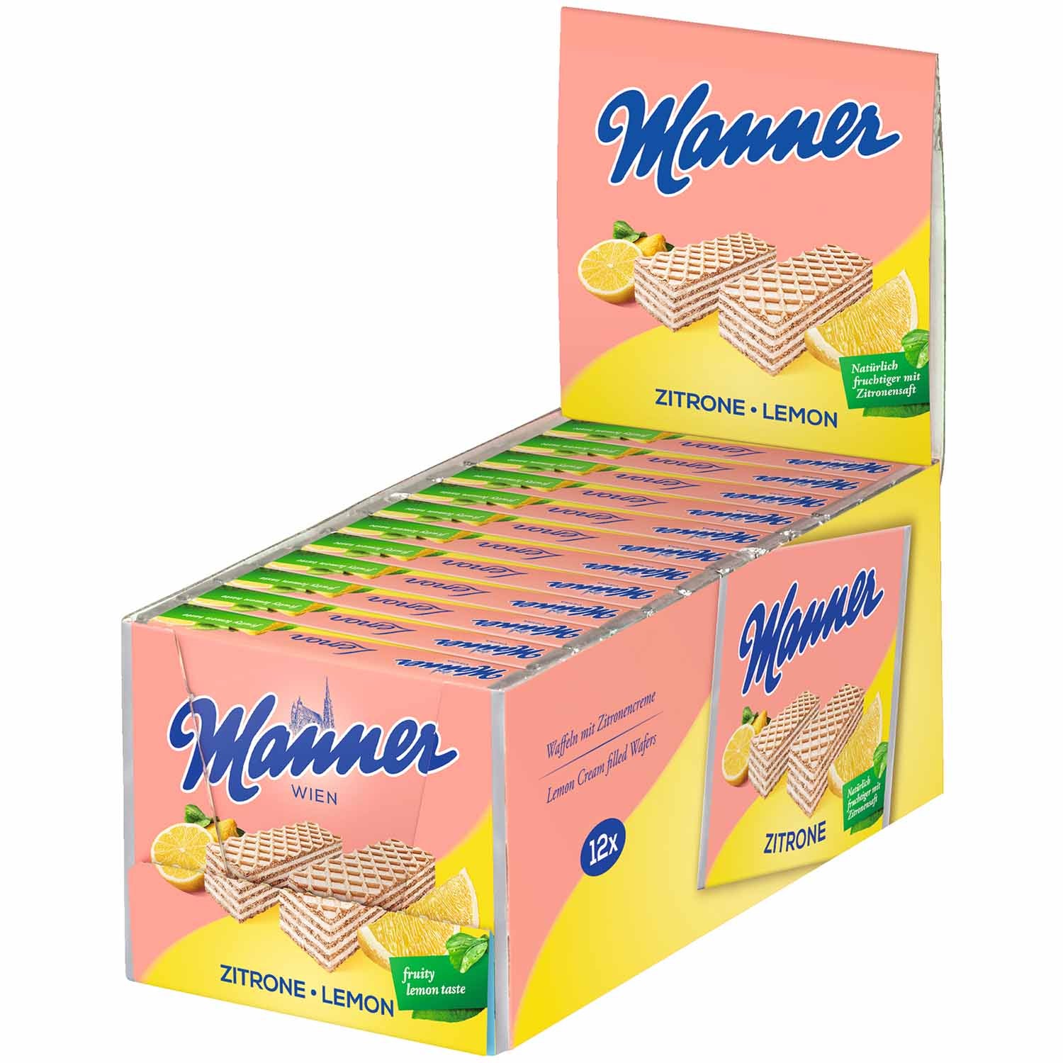 Manner Zitronen Schnitten 75g Knusprige Waffeln mit Zitronencremefüllung. - Candyshop.ch