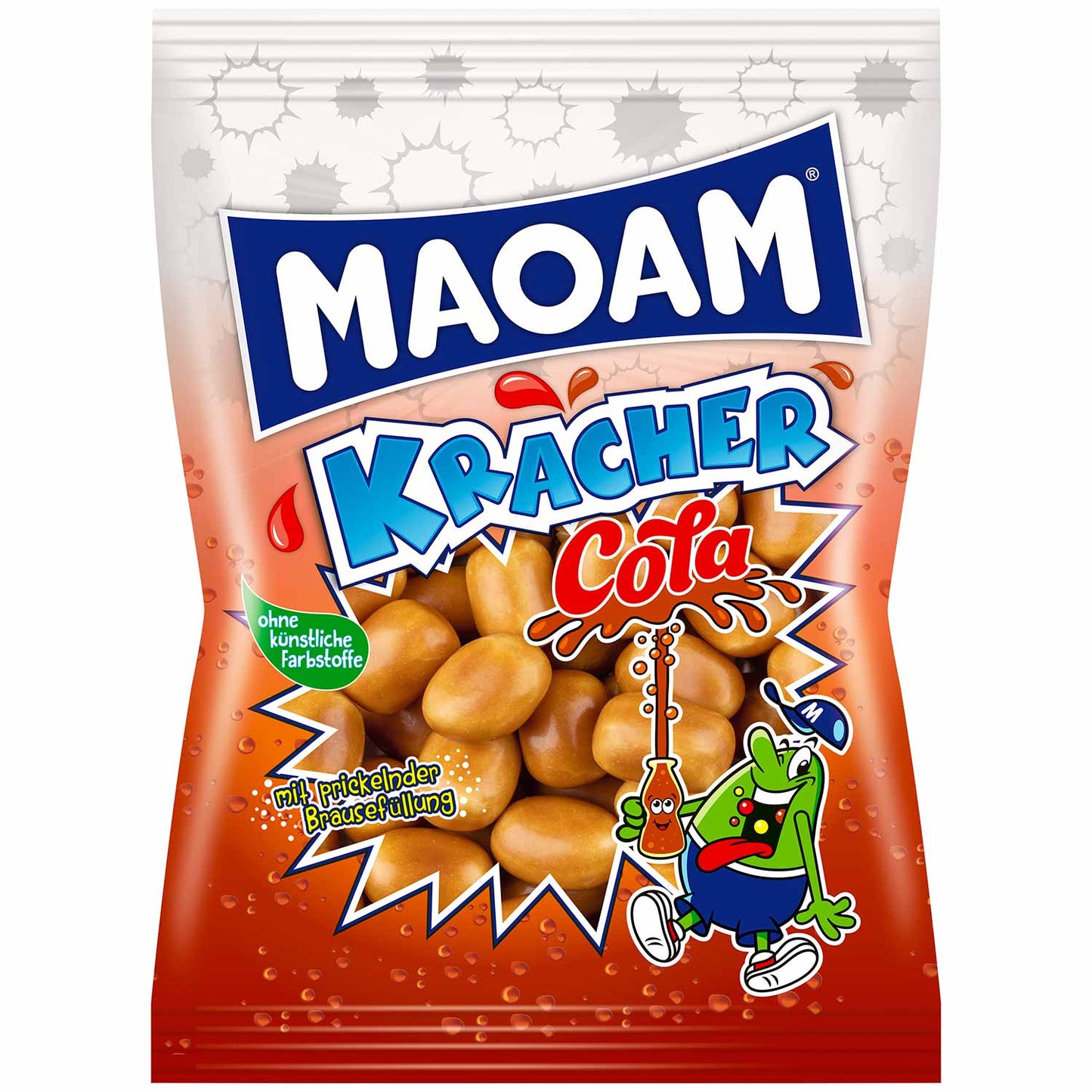 Maoam Kracher Cola 200g Dragierte Kaubonbons mit Brausepulver-Füllung und Cola-Geschmack - Candyshop.ch