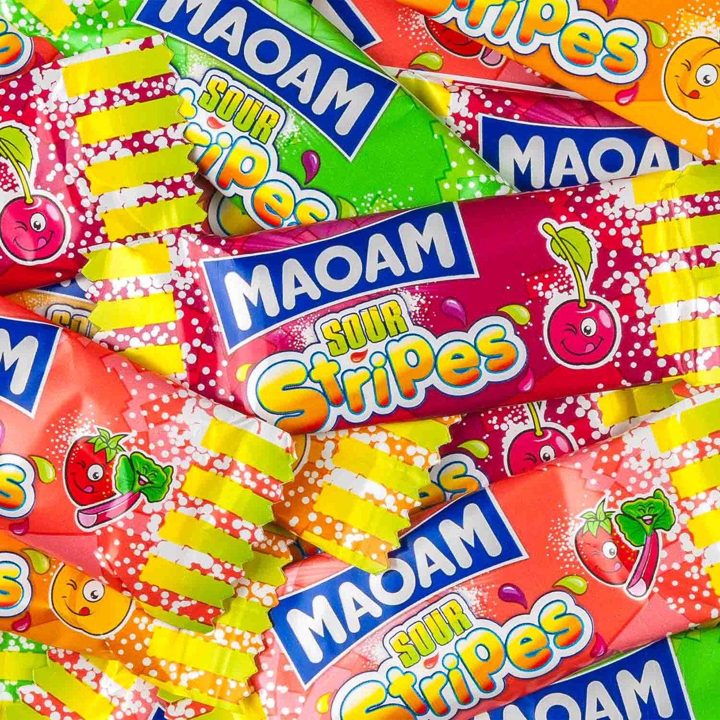 Maoam Stripes Sour 175g Limited Edition: Einzeln verpackte Kaubonbon-Streifen.
