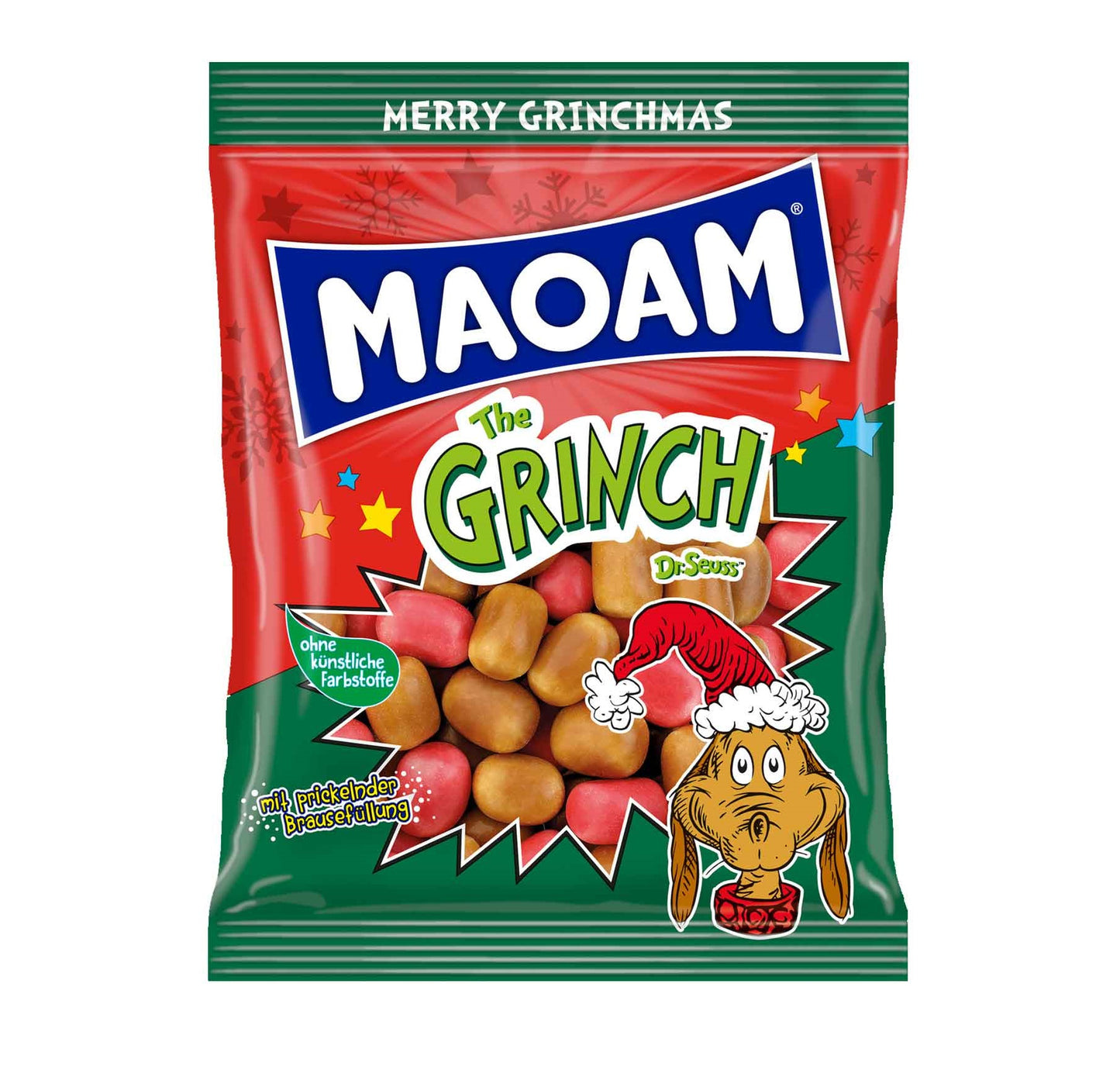 Maoam The Grinch Hund 175g Kaubonbon-Dragees mit Brausepulverfüllung