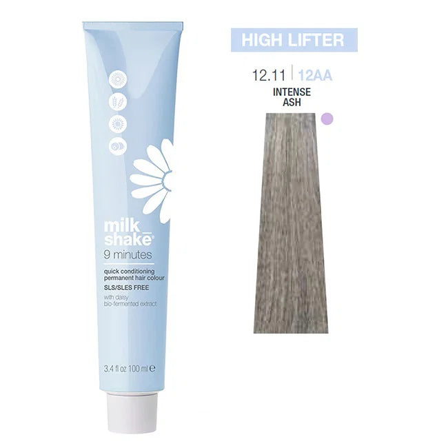 Milk Shake Milk Shake, 9 Minutes, Ohne SLS/SLES, Permanente Haarfarbe, 12.1112AA Intense Ash, 100 ml Regular