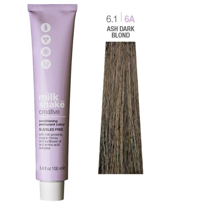 Milk Shake Milk Shake, Creative, Ohne SLS/SLES, Permanente Haarfarbe, 6.16A Ash Dark Blond, 100 ml Regular