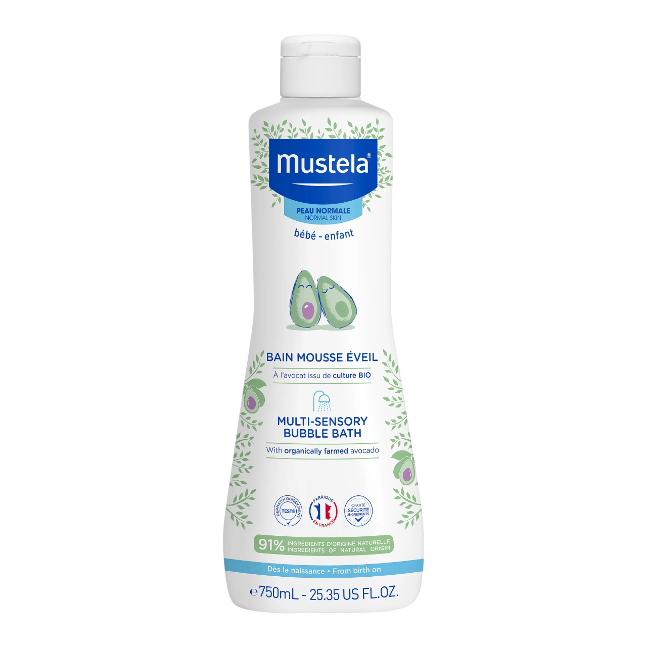 Mustela Mustela, Multi-Sensory, Avocado, Reinigung, Duschschaum, 750 ml Regular