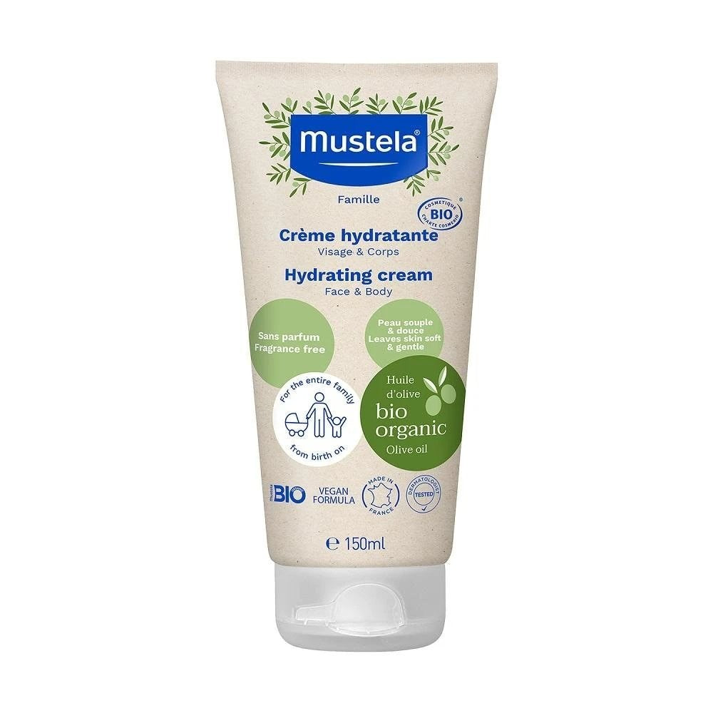 Mustela Mustela, Organic, Olivenöl, Hydratisierend, Sahne, Für Gesicht & Körper, 150 ml Regular