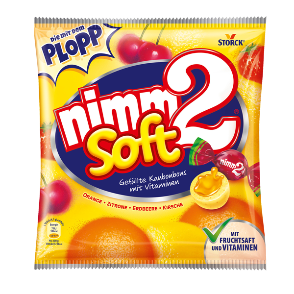 nimm2 Soft 195g Gefüllte Fruchtkaubonbons mit Vitaminen - Candyshop.ch