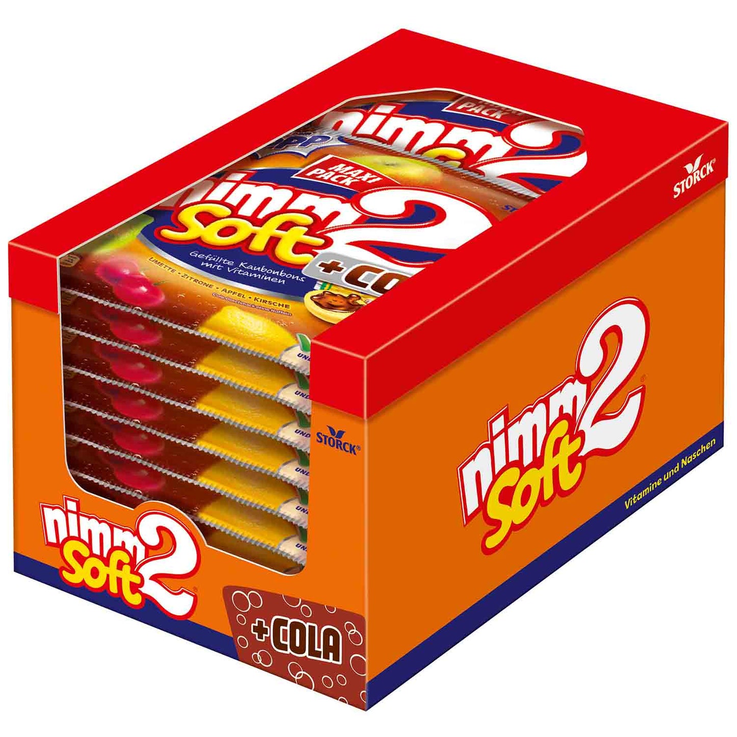 nimm2 Soft + Cola 195g Gefüllte Fruchtkaubonbons mit Vitaminen und Colageschmack MHD 05/2025 - Candyshop.ch