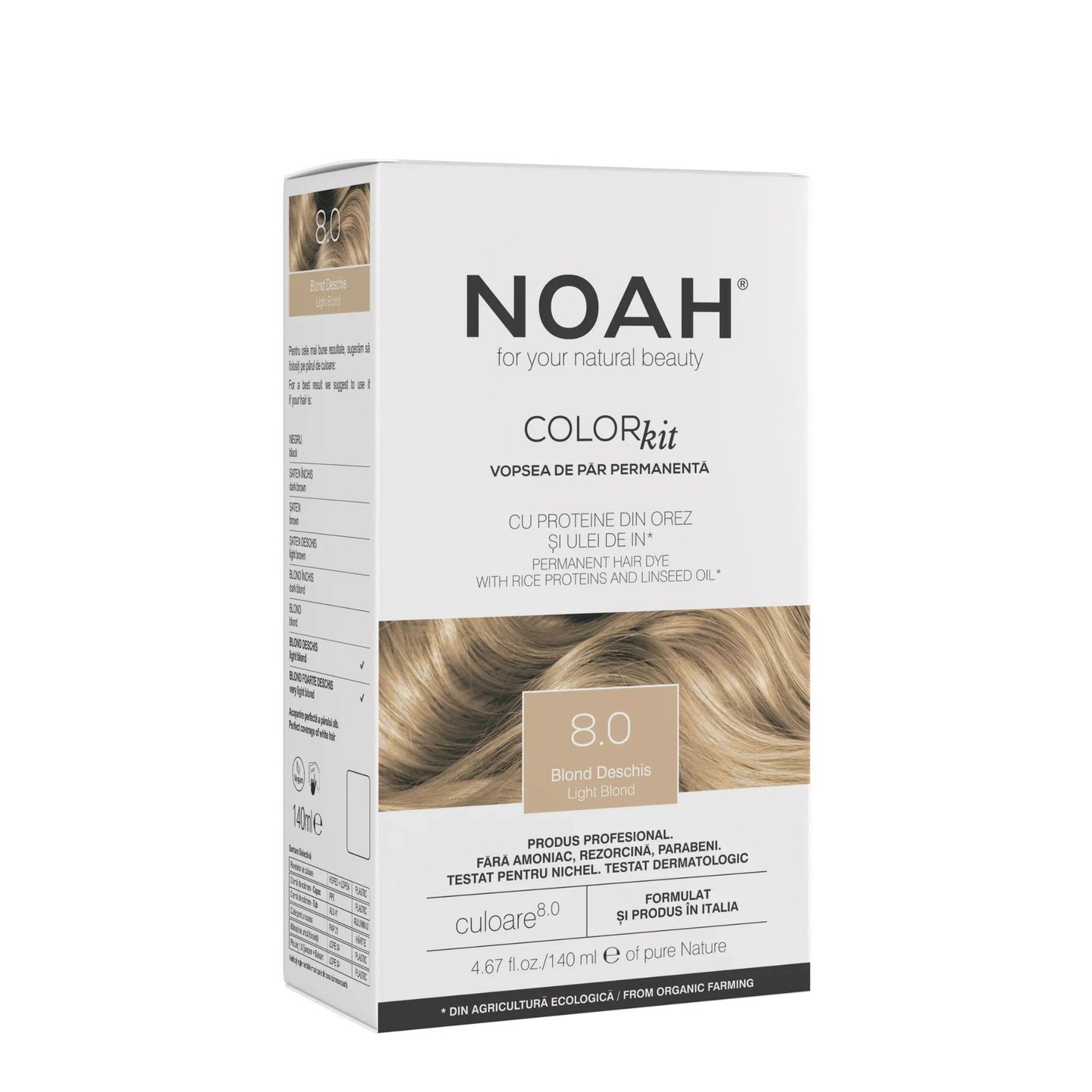Noah Noah, Permanent Hair Colour, Permanente Haarfarbe, 8.0 Light Blonde, 140 ml Regular