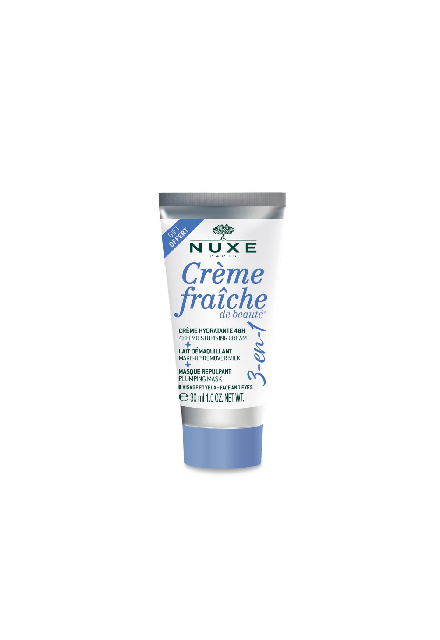 Nuxe Nuxe, Creme Fraiche de Beaute, Hydratisierend, Creme, Make-up-Entferner Milch & aufpolsternde Maske 3-in-1, 30 ml Regula