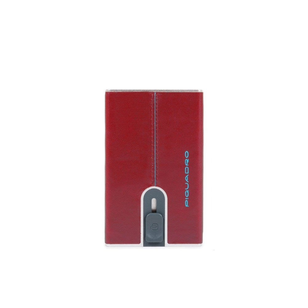 Piquadro, Blue Square, Leder-Kartenhalter, Quadratisches Schiebesystem mit Geldklammer, PP5358B2R-R, Rot, Für Männer