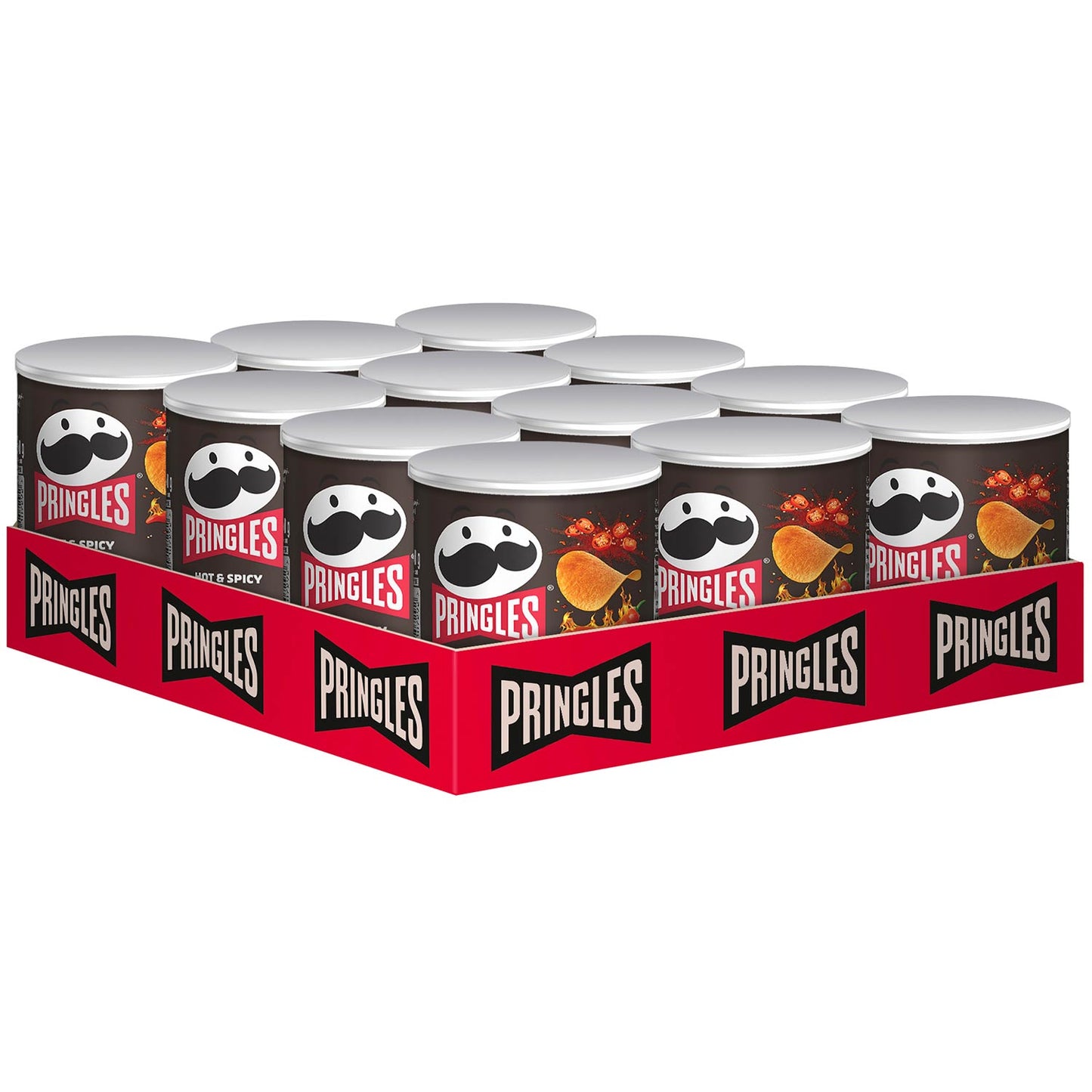 Pringles Hot & Spicy 40g Portionspackung mit Stapelchips mit Paprikageschmack.