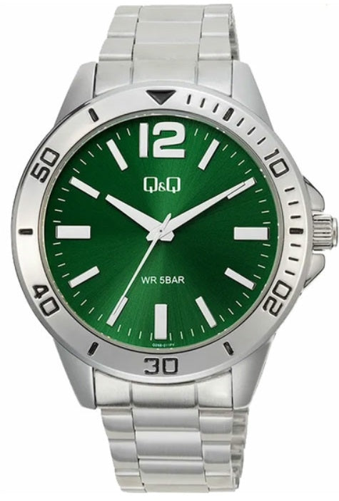 Q&Q GENT DIVER ONLY TIME Herren Quarzuhr aus Metal 44 mm Q28B-011PY – Produktansicht