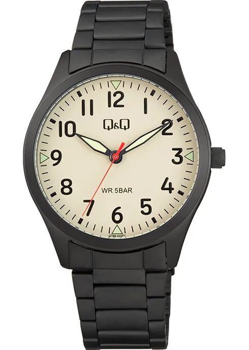Q&Q GENT ONLY TIME Herren Quarzuhr aus Metal 39 mm Q76B-002PY – Produktansicht