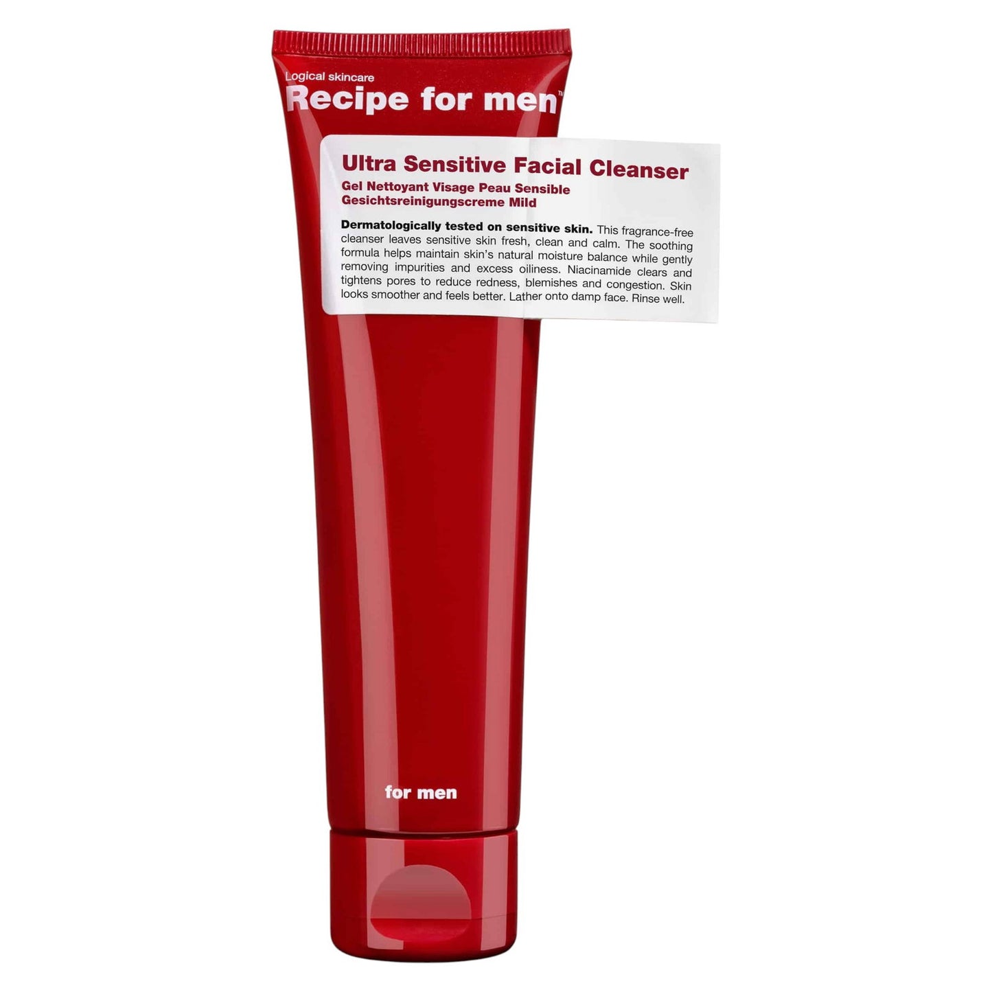 Recipe For Men Recipe For Men, Ultra Sensitive Facial Cleanser, Duftfrei, Sanfte Reinigung, Reinigungsgel, Gesicht, 100 ml Re