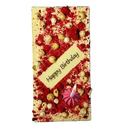 Ritonka Premium weiße Schokolade - Happy Birthday inkl. Kerzen 95g - Handarbeit - Candyshop.ch