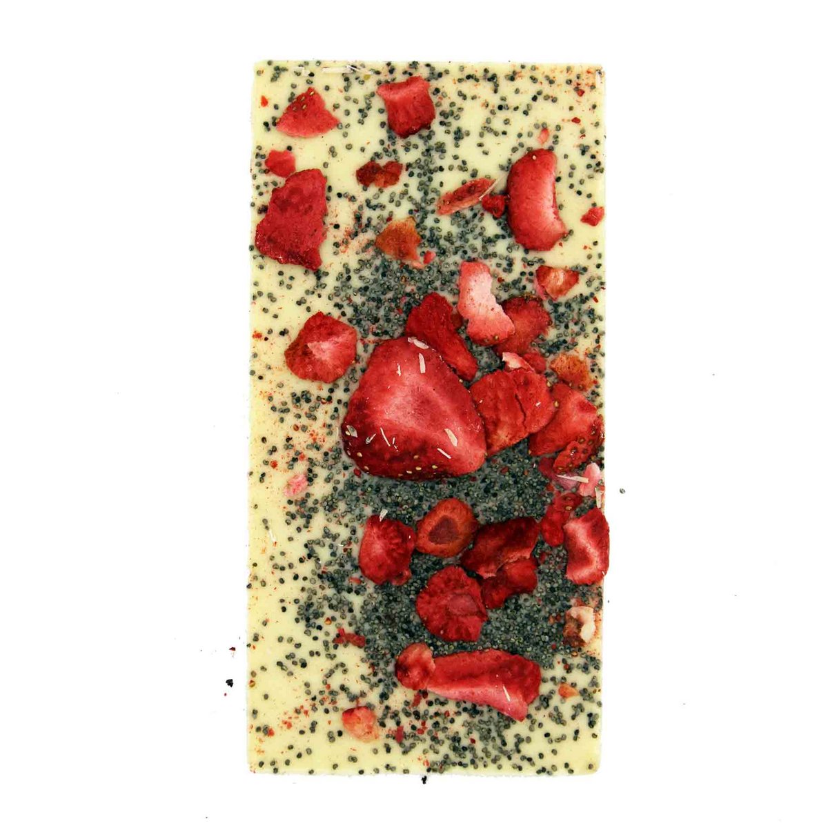 Ritonka Premium weiße Schokolade - Mohn, Erdbeere - 95g Handarbeit - Candyshop.ch