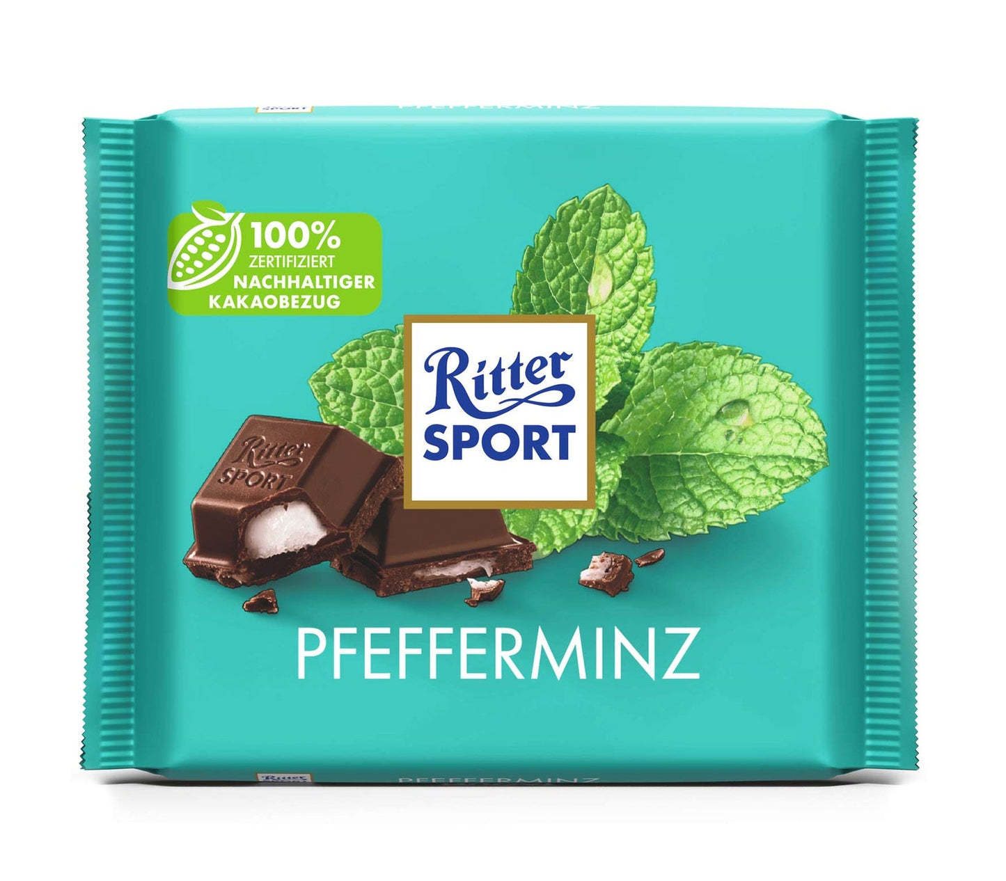 Ritter Sport Pfefferminz 100g Dunkle Halbbitter-Schokolade mit Pfefferminz-Füllung - Candyshop.ch