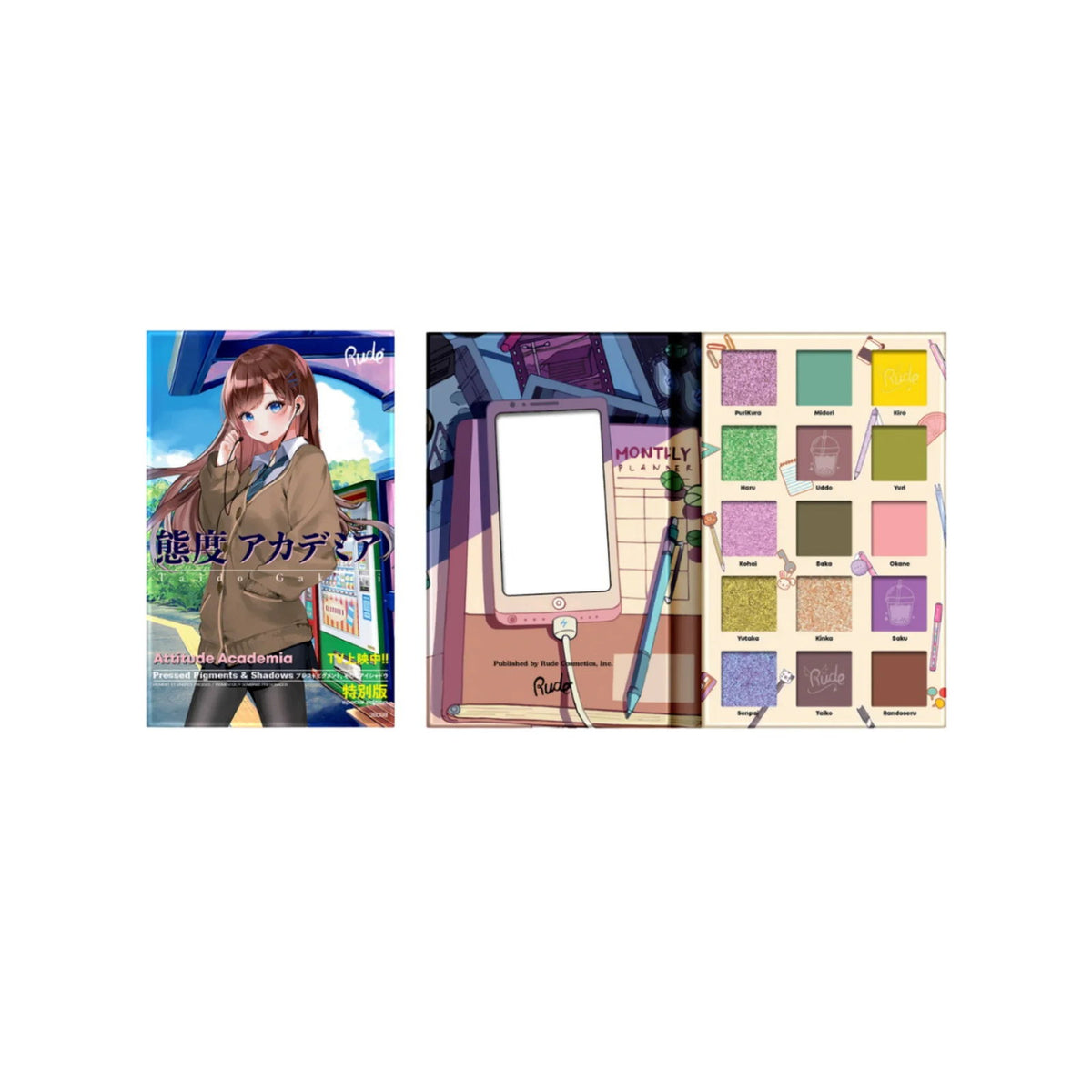 Rude Cosmetics Rude Cosmetics, Attitude Academia, Lidschattenpalette, 15 Schattierungen Regular