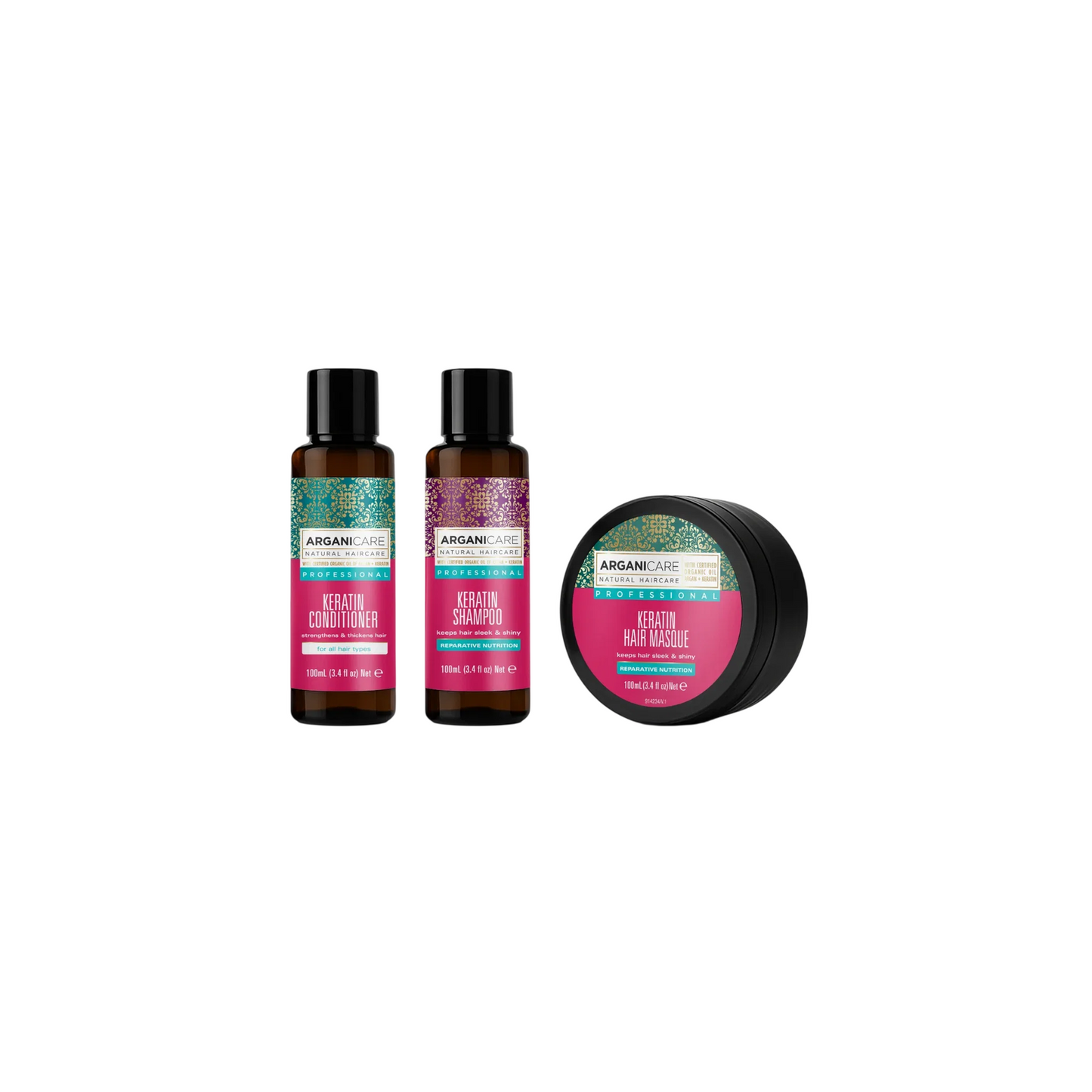 Arganicare Haarpflegeset Set Arganicare: Keratin, Hair Conditioner, Nourishing & Strengthening, 100 ml + Keratin, Hair Shampo