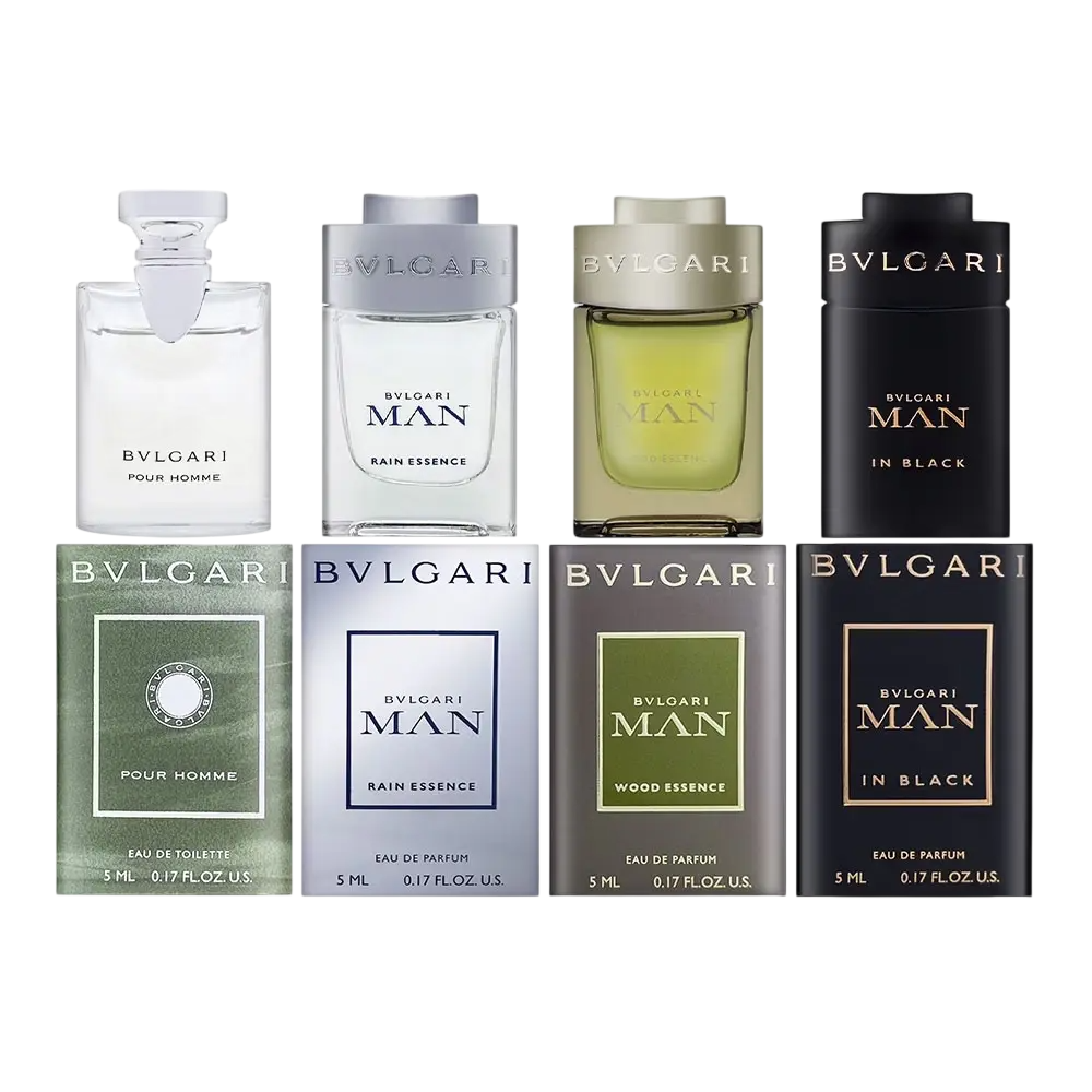 Bvlgari Parfümset Set Bvlgari: Pour Homme, Eau De Toilette, For Men, 5 ml *Miniature + Rain Essence, Eau De Parfum, For Men,