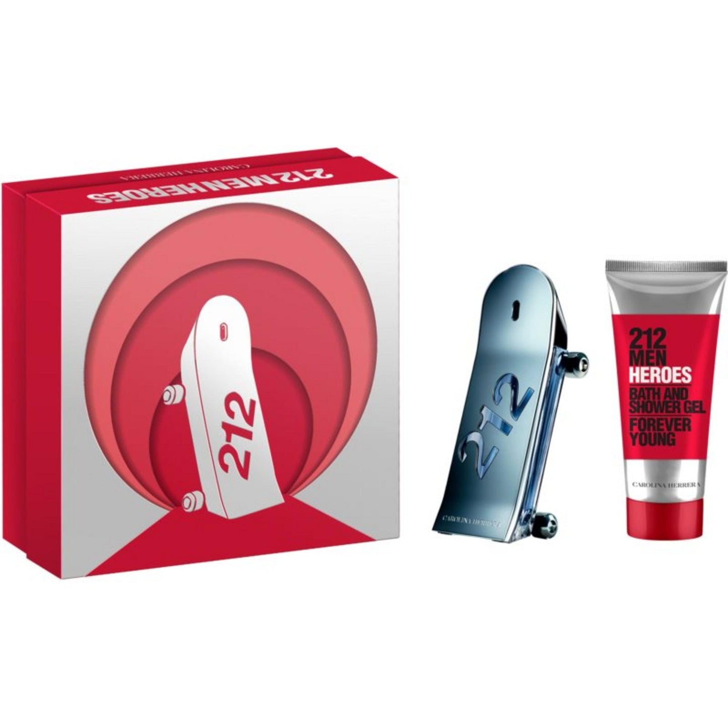 Carolina Herrera 212 Heroes Set für Herren – Eau de Toilette 90 ml & Shower Gel 100 ml