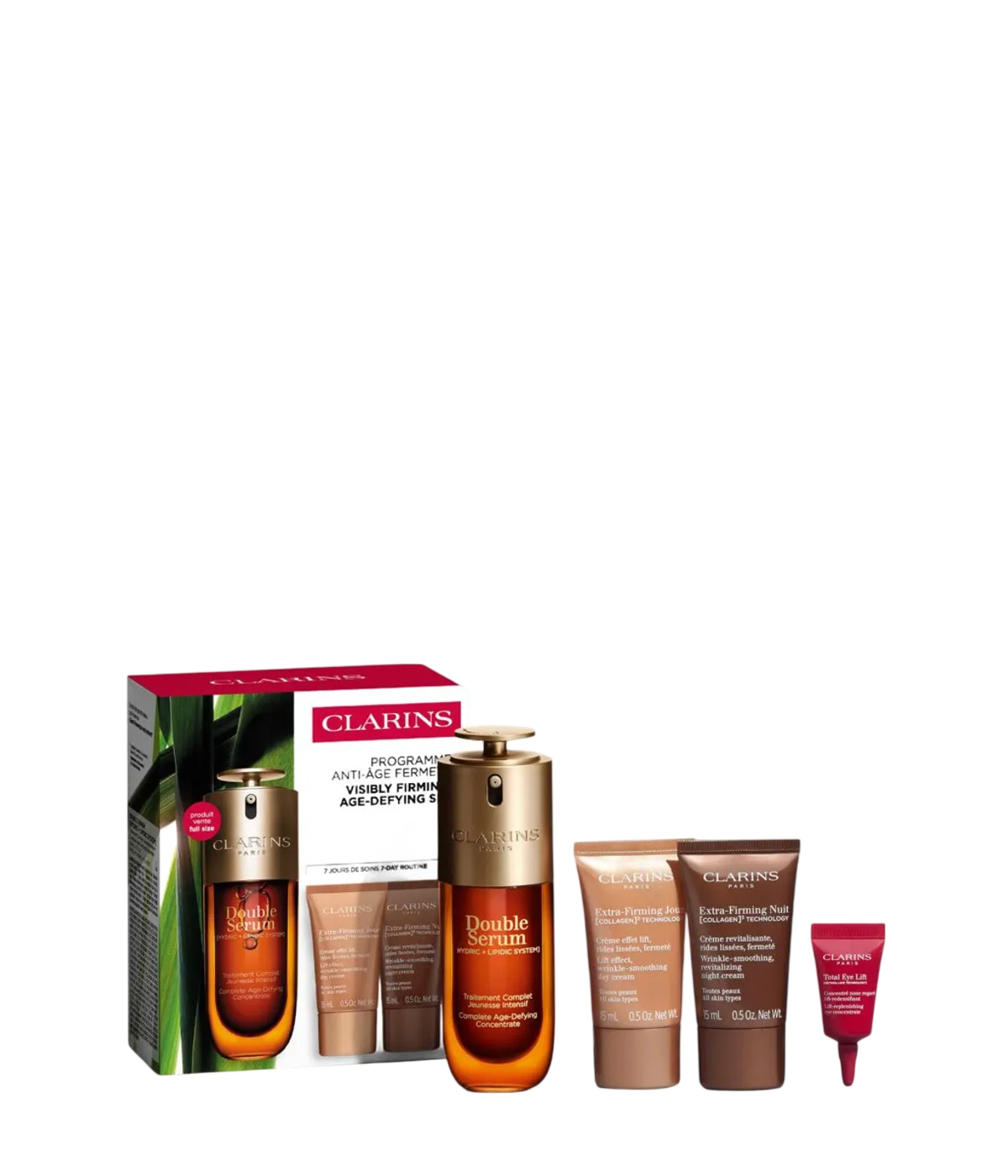 Clarins Hautpflegeset Set Clarins: Double Serum, Age-Defying, Daily, Serum, For Face, 50 ml + Extra-Firming, Firming, Day, Cr