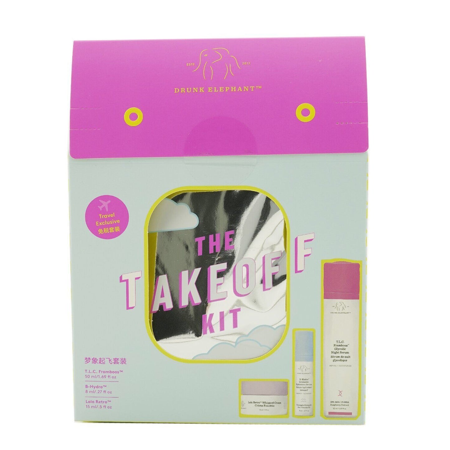Drunk Elephant Hautpflegeset Set Drunk Elephant: T.L.C. Framboos Glycolic, Refining, Night, Serum, For Face, 50 ml + B-Hydra