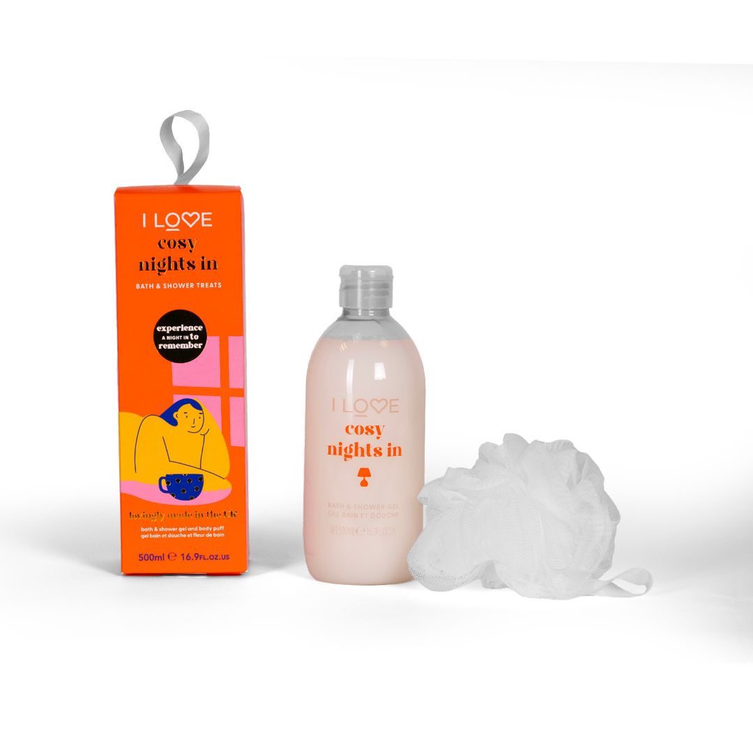 I Love I Love Set Cosy Night's Duschgel 500 ml und Body Sponge für alle Hauttypen