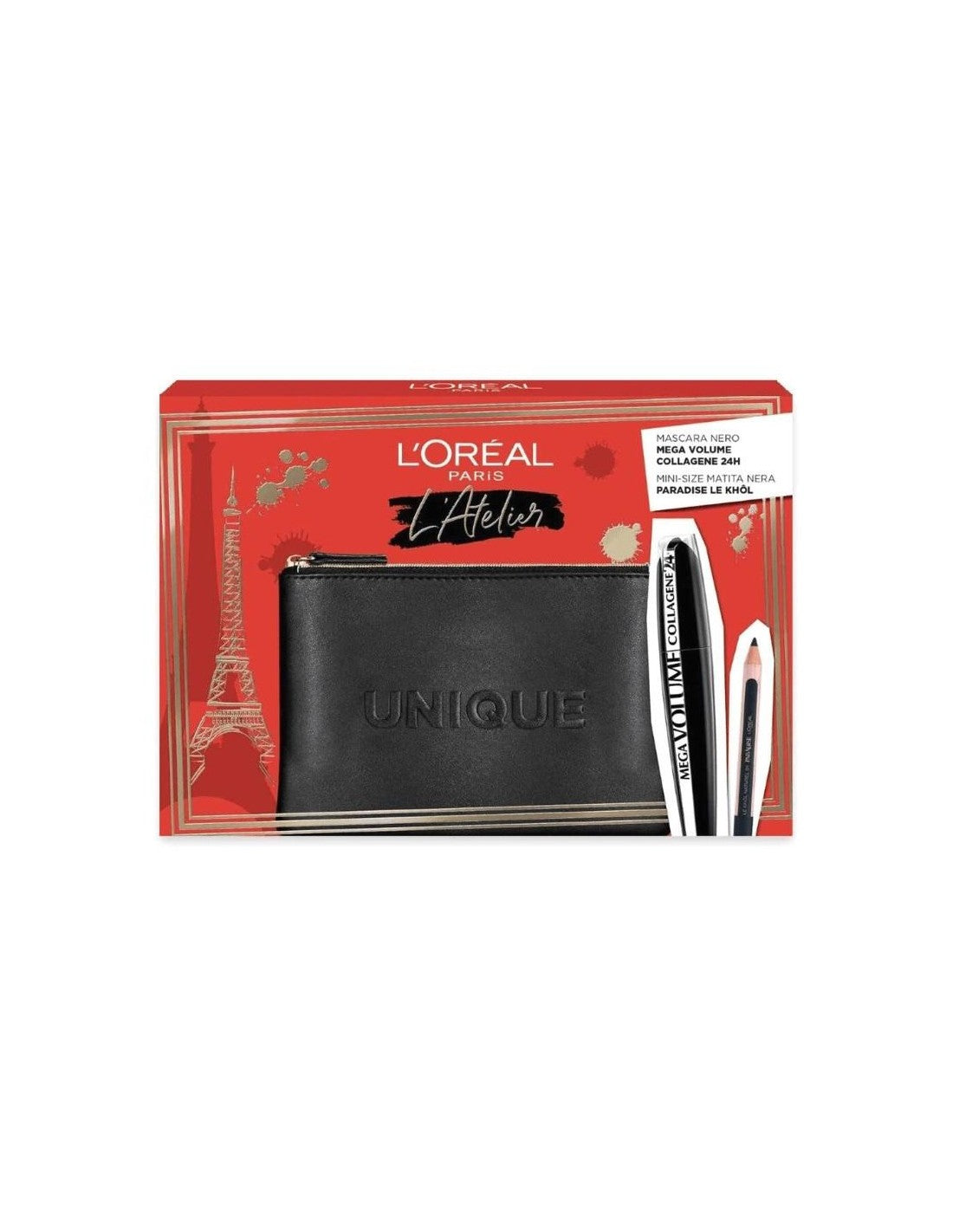 L`Oreal Paris Schminkset Set L'Oreal Paris: L'Oreal Paris, Kajal Eye Pencil, Black, 1.5 g + Mega Volume Collagene 24h, Waterp