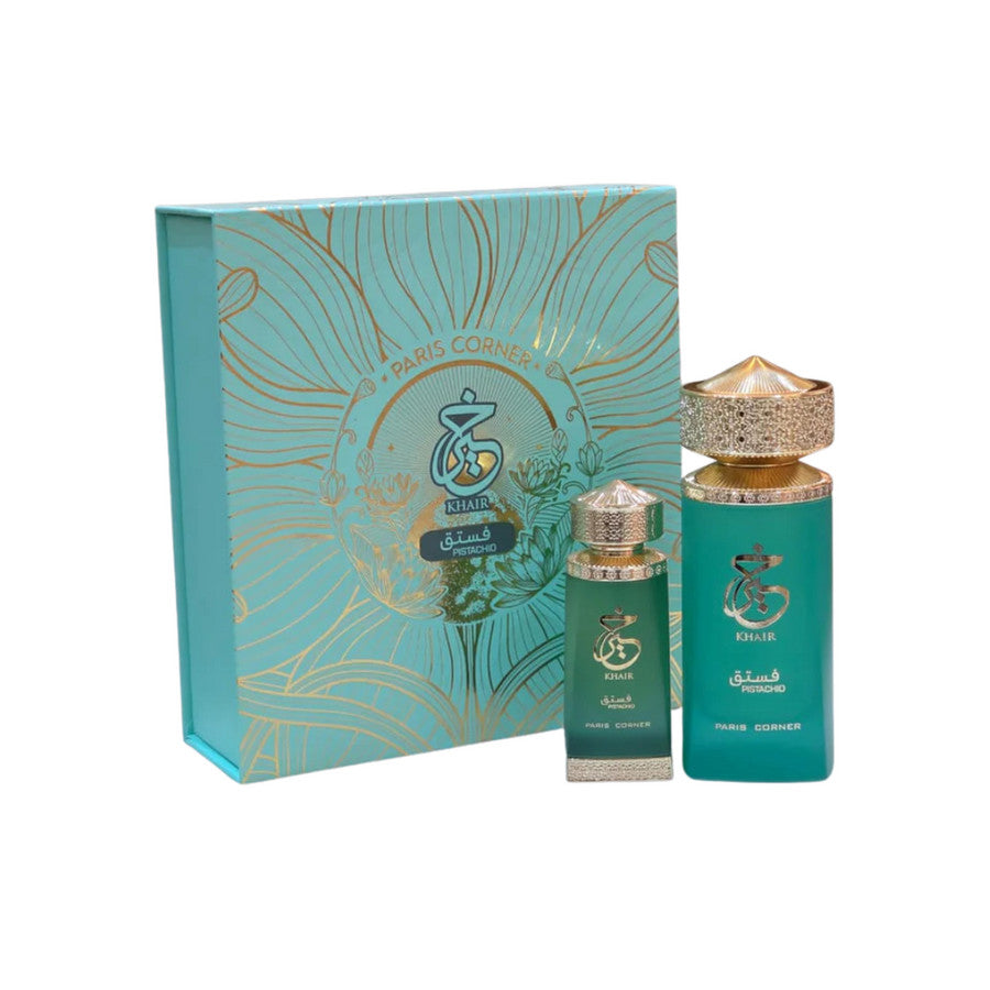 Paris Corner Parfümset Set Paris Corner: Khair Pistachio, Eau De Parfum, Unisex, 100 ml + Khair Pistachio, Deodorant Spray, F