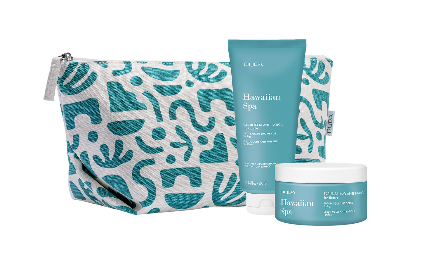 Pupa Körperpflegeset Set Pupa: Hawaiian Spa, Anti-Fatigue, Body Scrub, 350 g + Hawaiian Spa, Anti-Fatigue, Shower Gel, 300 ml