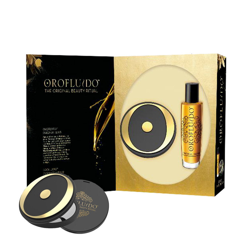 Revlon Haarpflegeset Set Revlon: Orofluido, Hair Oil, For Hydrate/Detangle & Shine, 100 ml + Compact Mirror, Black Regular
