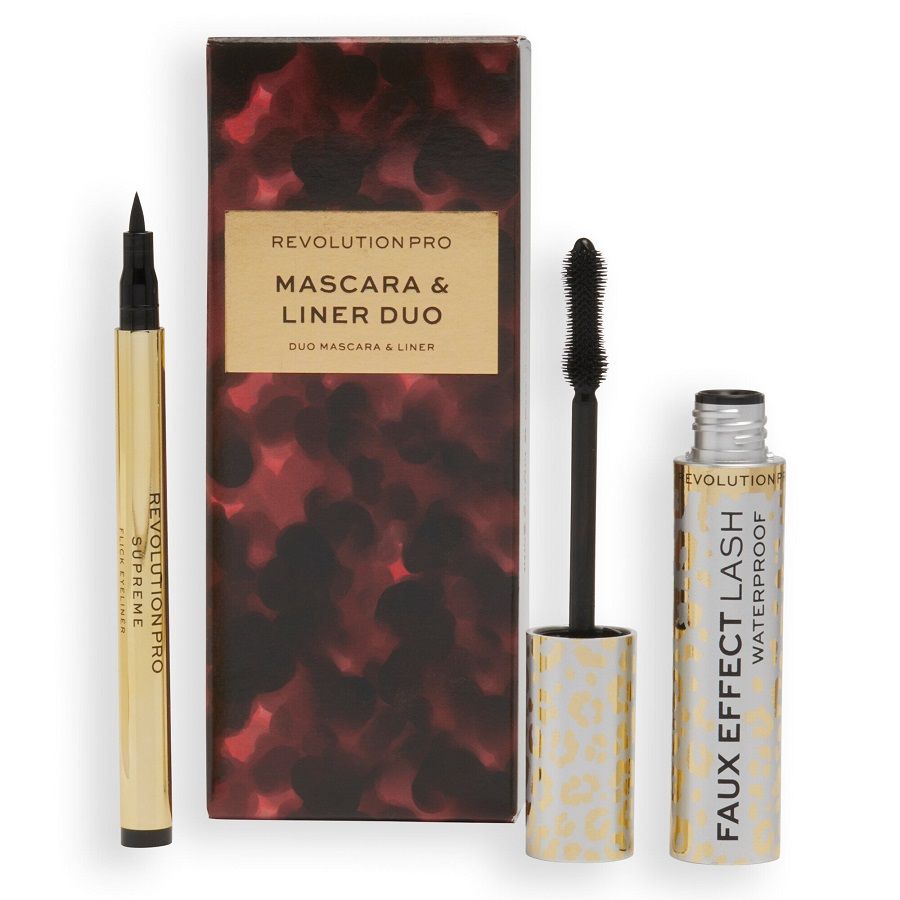 Revolution Pro Schminkset Set Revolution Pro: Faux Effect Lash, Waterproof, Volumising, Mascara, Black, 8 ml + Supreme Flick,