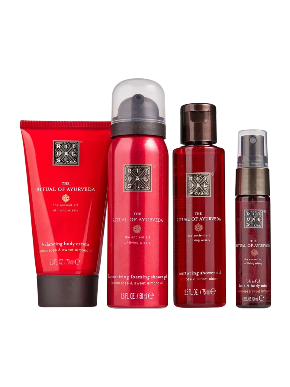Rituals Hautpflegeset Set Rituals: The Ritual Of Ayurveda, Shower Mousse, 50 ml + The Ritual Of Ayurveda, Nurture, Shower Oil