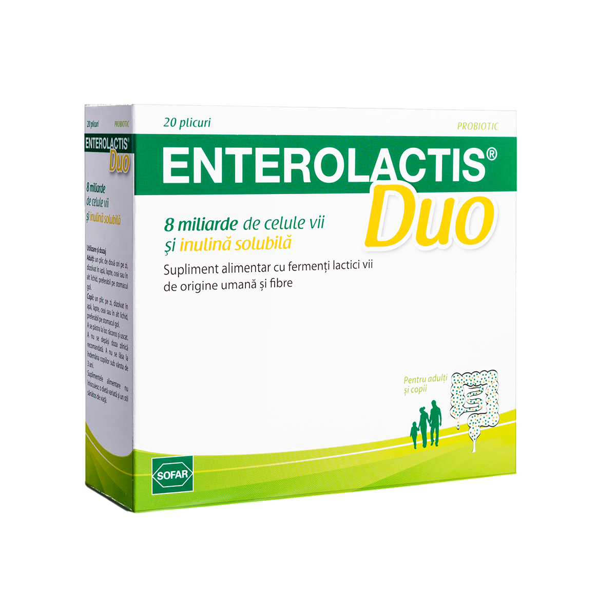 Sofar Setzen, Sofar, Enterolactis Duo, Lactobacillus Paracasei, Gleicht die Darmflora aus, Vitamine, 20 stk, 5 g Regular