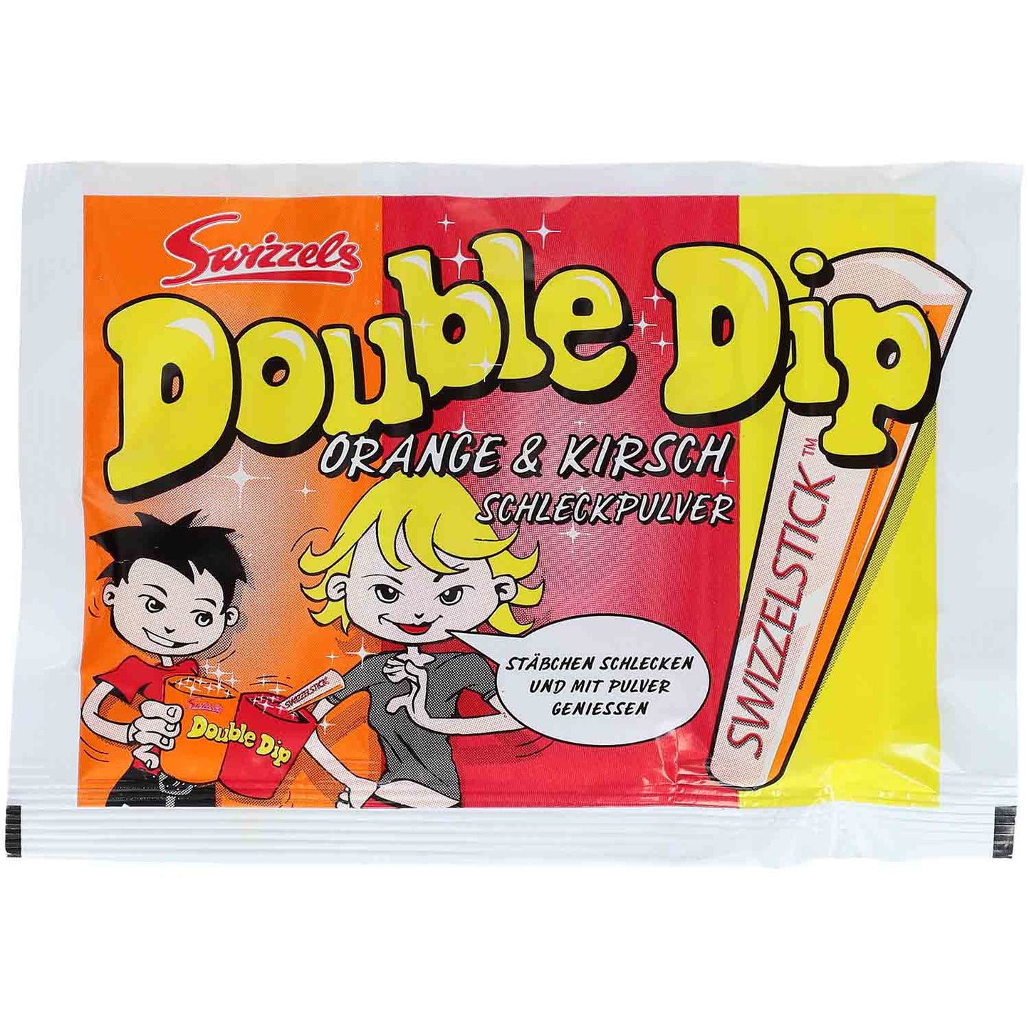 Swizzels Double Dip Orange & Cherry mit 36 Packungen mit Brausepulver