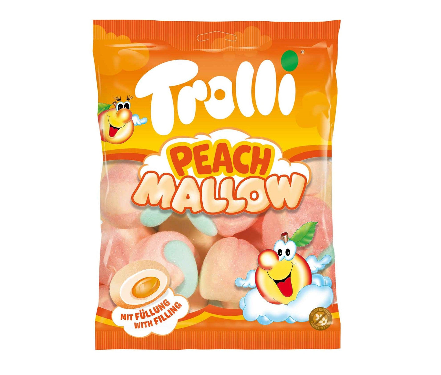 Trolli Peach Mallow 150g Extrasofte Schaumzucker-Pfirsiche mit fruchtiger Füllung - Candyshop.ch