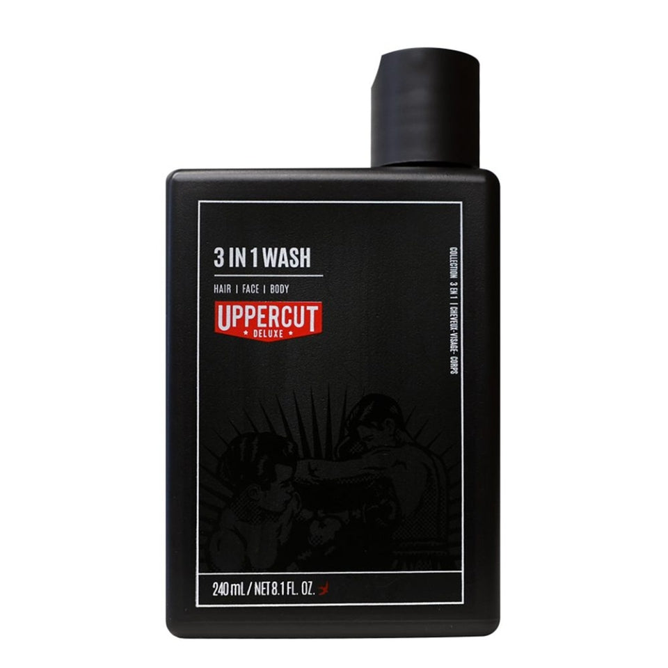 Uppercut Deluxe Uppercut Deluxe, 3 in 1 Wash, Haarshampoo, Reinigung, Befeuchtung, 240 ml Regular