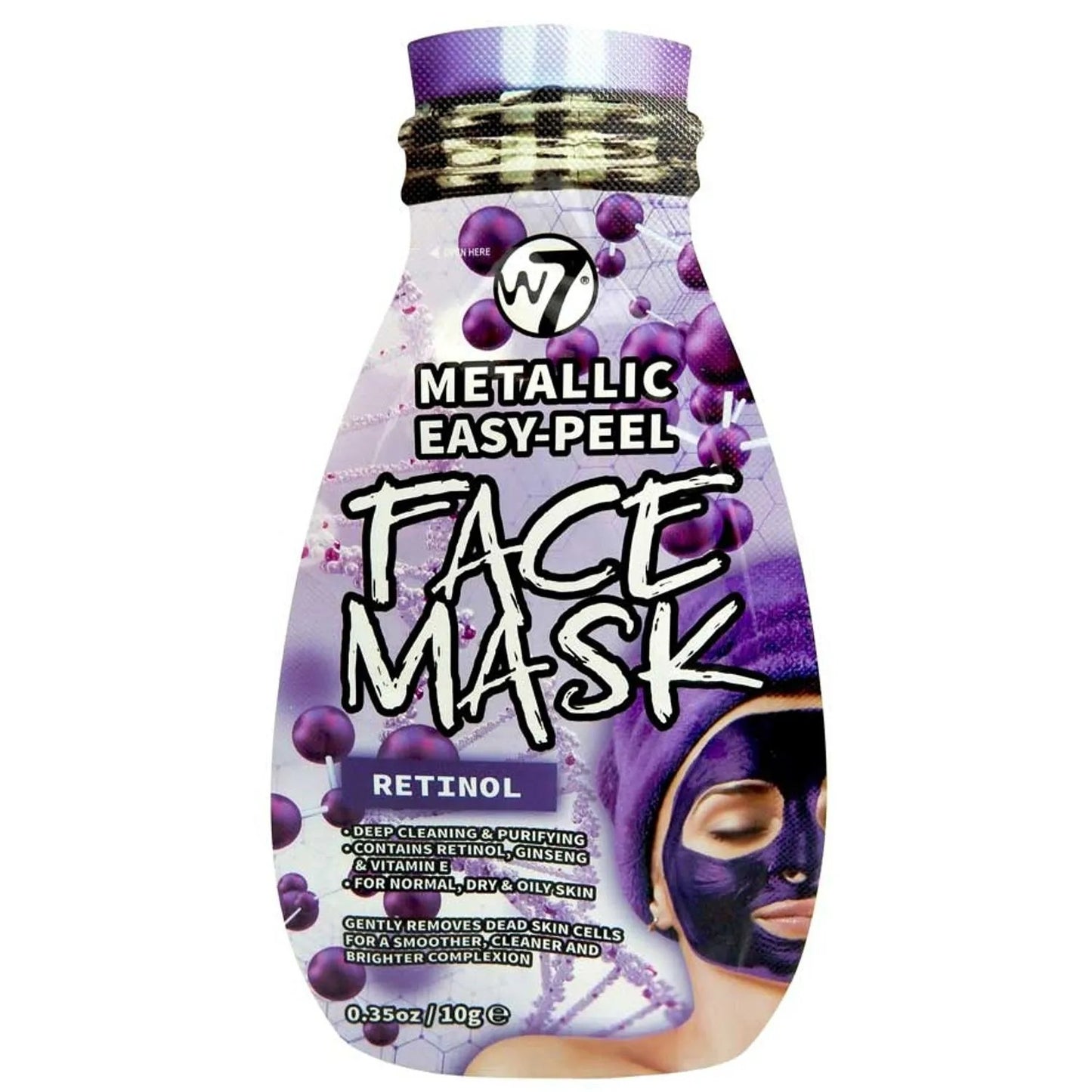 W7 W7, Metallic Easy-Peel Retinol, Peel-Off-Maske, Gesicht, 10 g Regular