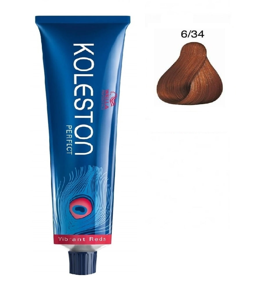 Wella Professionals, Koleston Perfect, Permanente Haarfarbe, 6/34 Dark Blonde Golden Red, 60 ml