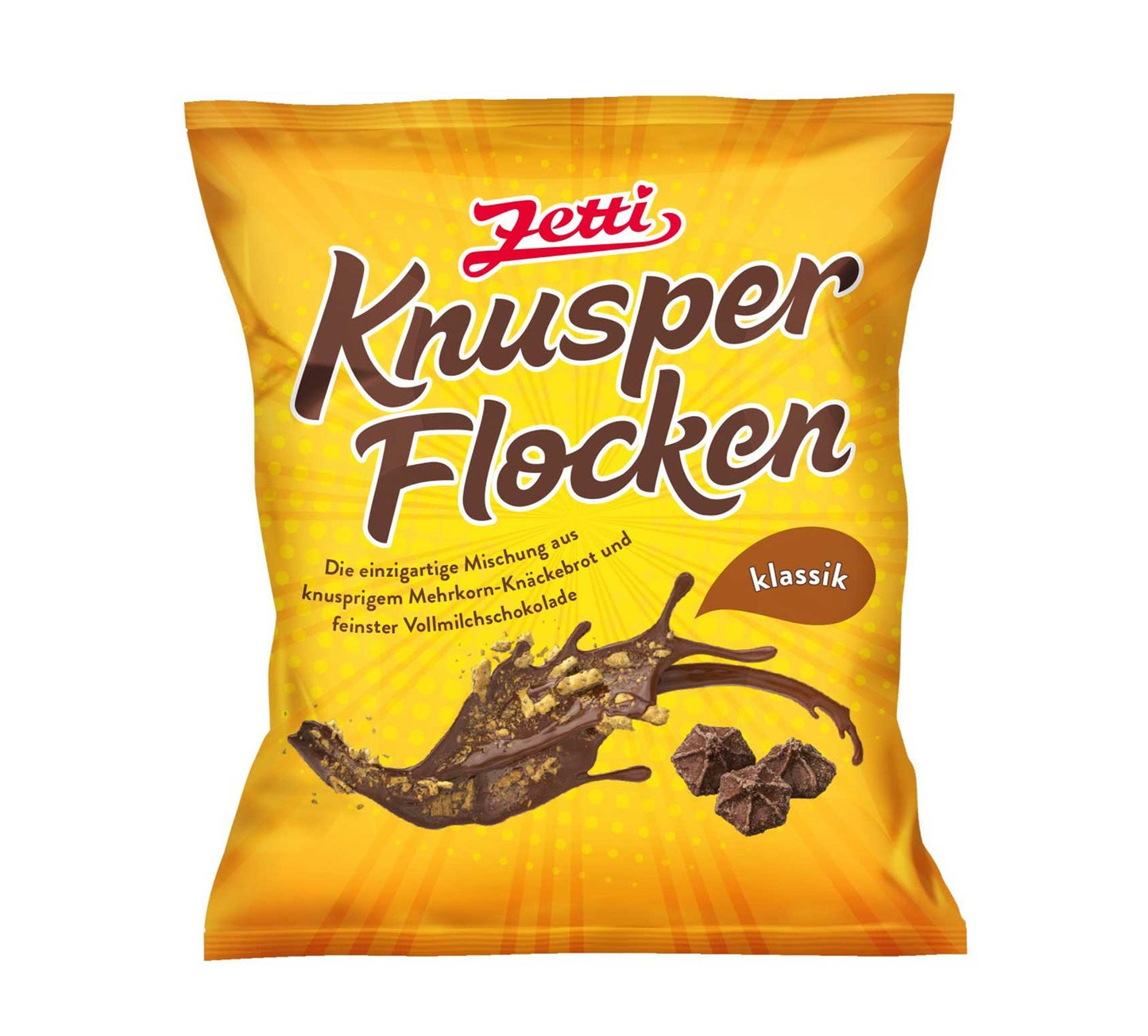Zetti Knusperflocken Klassik 130g Knusprige Knäckebrot-Stückchen mit Überzug aus Vollmilch-Schokolade - Candyshop.ch