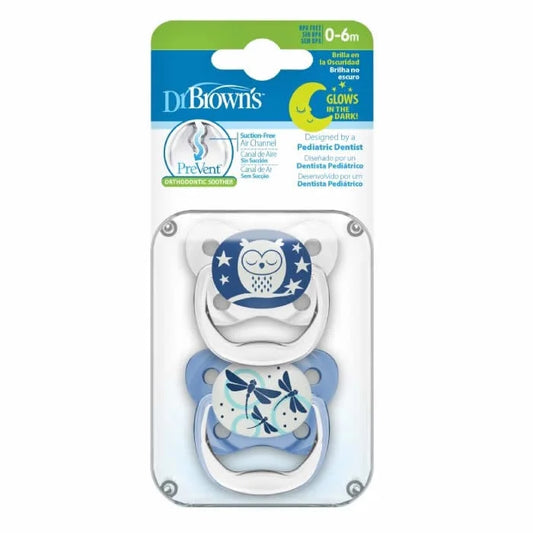 DR. BROWN'S Prevent Nächtlicher Schnuller Blau für Babys 0-6 Monate Augenbrauen-Make-up