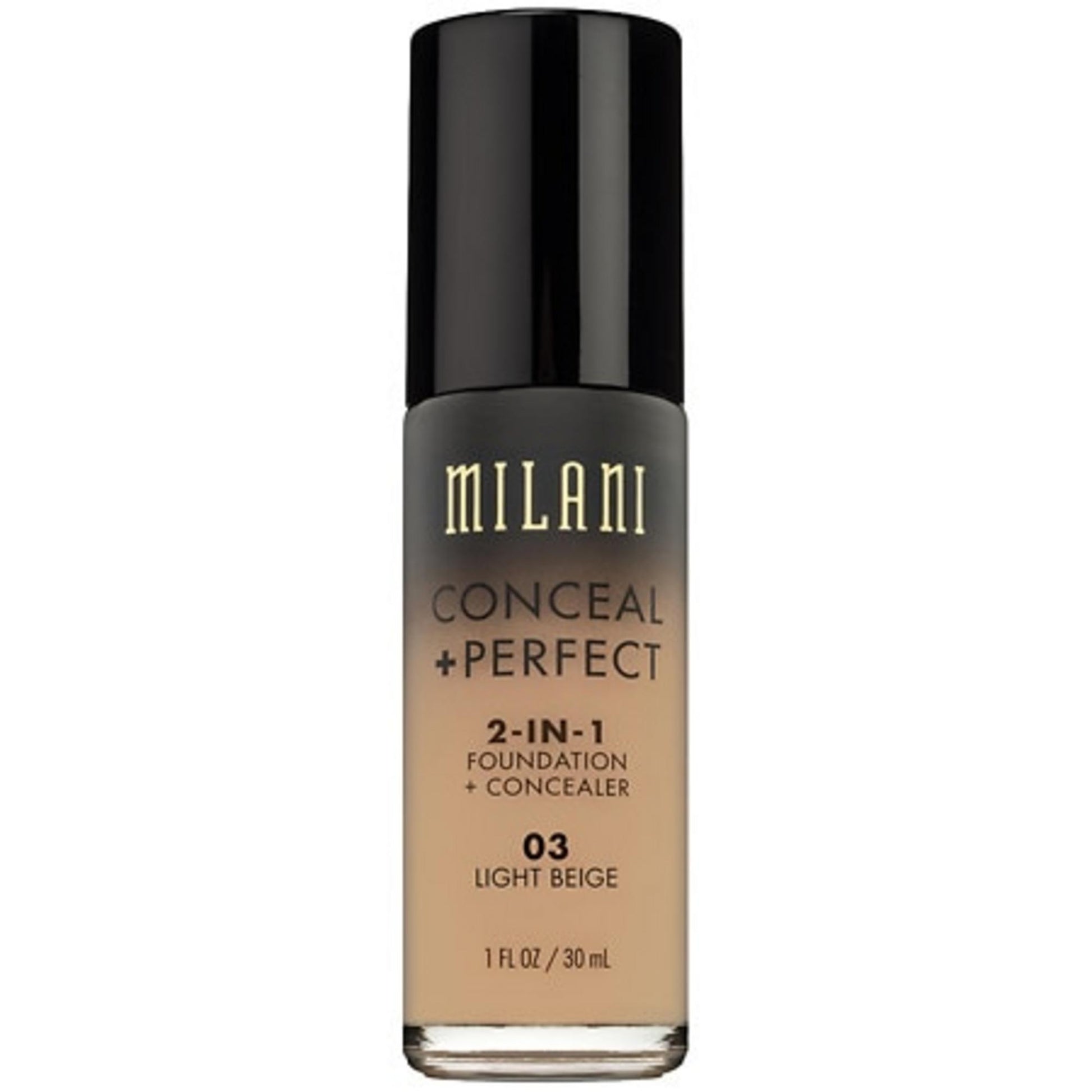 Milani Milani, Conceal + Perfect, Flüssige Grundierung & Concealer 2-in-1, 03, Hellbeige, 30 ml Regular