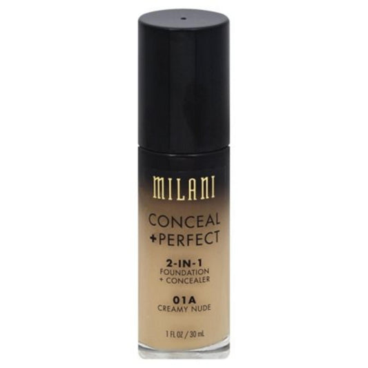 Milani Milani, Conceal + Perfect, Matt, Flüssige Grundierung & Concealer 2-in-1, 01A, Creamy Nude, 30 ml Regular