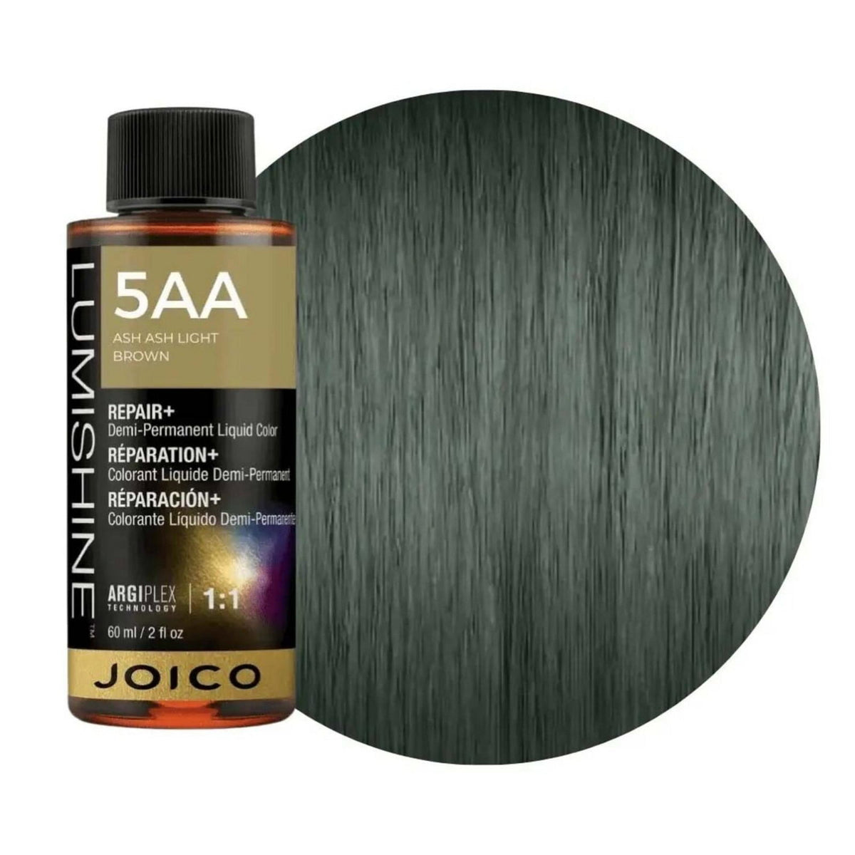 Joico Joico, LumiShine, Demi-permanente Haarfarbe, 5AA Ash Ash Light Brown, 60 ml Regular